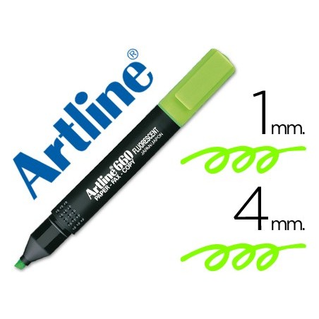 ROTULADOR ARTLINE FLUORESCENTE EK-660 VERDE -PUNTA BISELADA