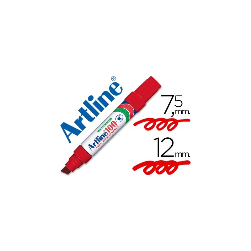 ROTULADOR ARTLINE MARCADOR PERMANENTE 100 ROJO -PUNTA BISELADA