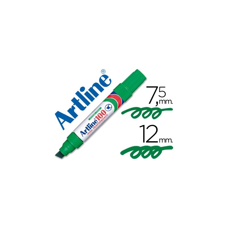 ROTULADOR ARTLINE MARCADOR PERMANENTE 100 VERDE -PUNTA BISELADA