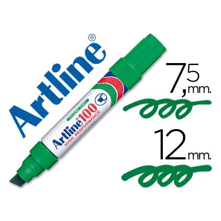 ROTULADOR ARTLINE MARCADOR PERMANENTE 100 VERDE -PUNTA BISELADA
