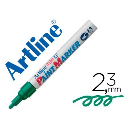 ROTULADOR ARTLINE MARCADOR PERMANENTE EK-400 XF VERDE -PUNTA REDONDA 2.3 MM -METAL CAUCHO Y PLASTICO