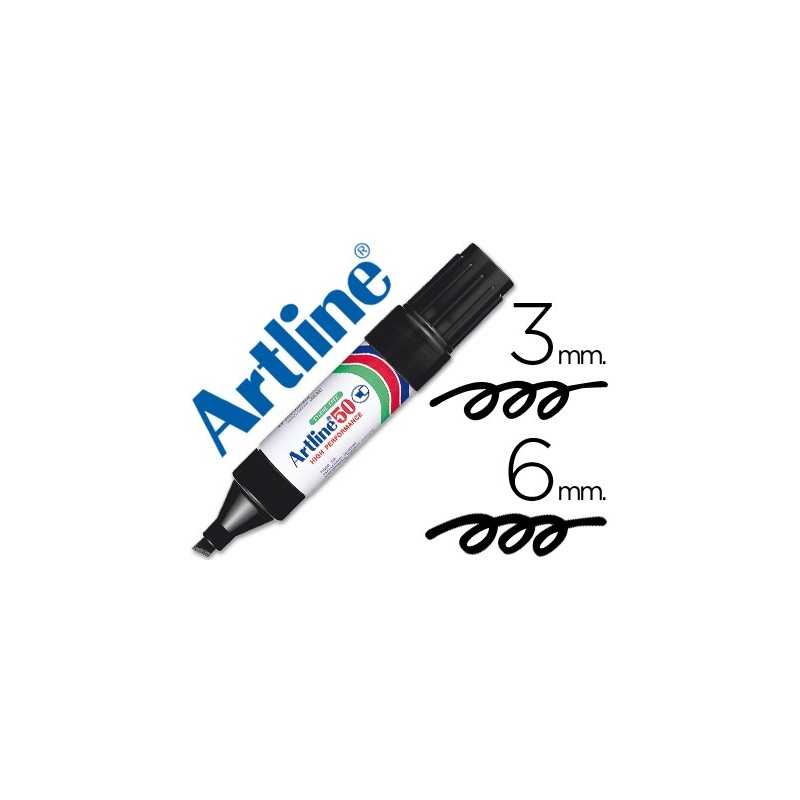 ROTULADOR ARTLINE MARCADOR PERMANENTE EK-50 NEGRO -PUNTA BISELADA 6 MM -PAPEL METAL Y CRISTAL