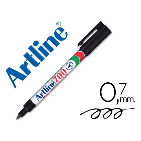 ROTULADOR ARTLINE MARCADOR PERMANENTE EK-700 NEGRO -PUNTA REDONDA 0.7 MM -PAPEL METAL Y CRISTAL