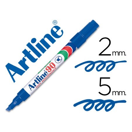 ROTULADOR ARTLINE MARCADOR PERMANENTE EK-90 AZUL -PUNTA BISELADA 5 MM -PAPEL METAL Y CRISTAL