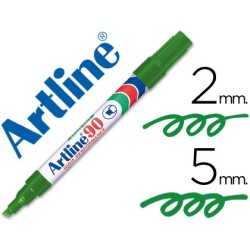 ROTULADOR ARTLINE MARCADOR PERMANENTE EK-90 VERDE -PUNTA BISELADA 5 MM -PAPEL METAL Y CRISTAL