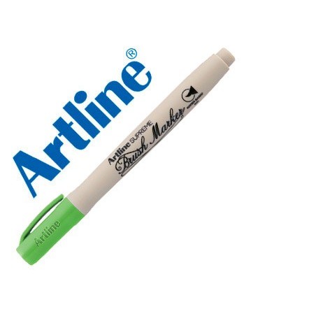 ROTULADOR ARTLINE SUPREME BRUSH PINTURA BASE DE AGUA PUNTA TIPO PINCEL TRAZO VARIABLE VERDE AMARILLENTO