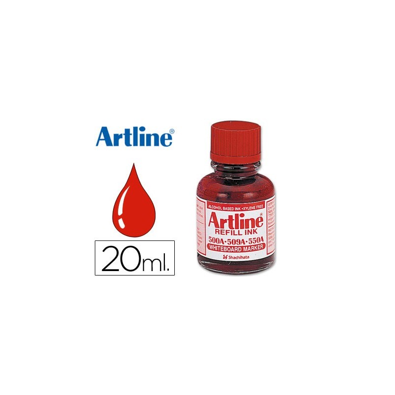TINTA ARTLINE ROJO PARA ROTULADOR PIZARRA BLANCA 500-A FRASCO DE 20 ML