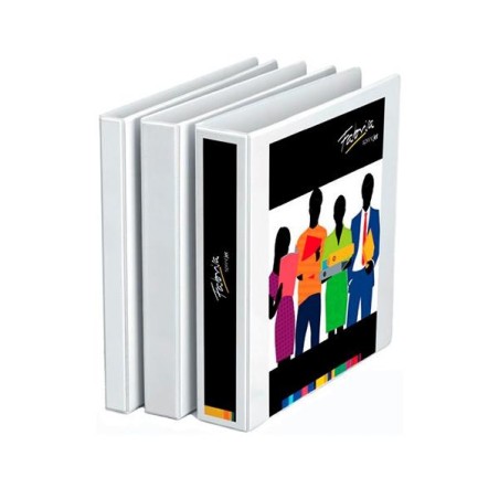 Carpeta de anillas canguro Fabrisa - Personalizable - 2 anillas x 16 mm - PVC - A4 - Lomo 35 mm - Color blanco