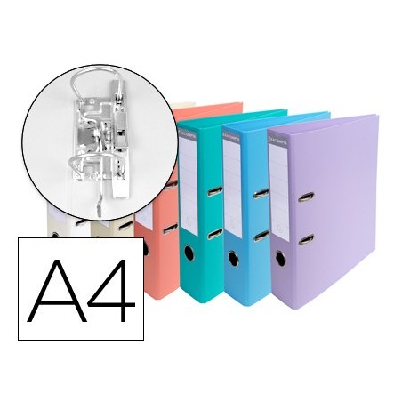 ARCHIVADOR DE PALANCA EXACOMPTA CARTON FORRADO PVC DIN A4 COLORES PASTELES SURTIDOS LOMO 70 MM CON (PACK INDIVISIBLE 10 UDS)