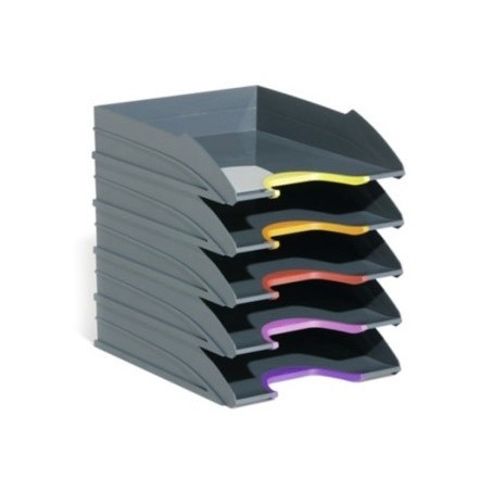 BANDEJA SOBREMESA DURABLE PLASTICO GRIS 255X55X330 MM PACK DE 5 UNIDADES