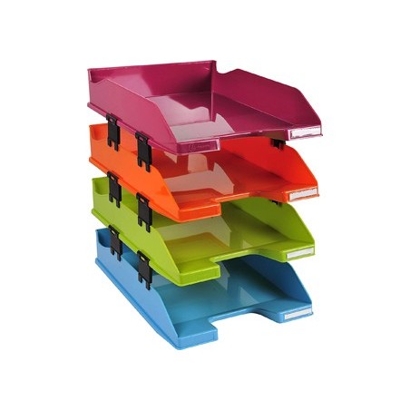 BANDEJA SOBREMESA EXACOMPTA PLASTICO ARLEQUIN SET DE 4 UNIDADES COLORES SURTIDOS 346X254X243 MM