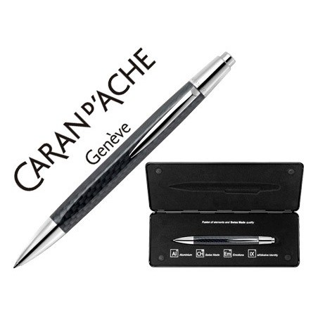 BOLIGRAFO CARAN D'ACHE ALCHEMIX CUERPO FIBRA DE CARBONO ADORNOS CROMADOS BRILLANTE CON ESTUCHE PUNTA