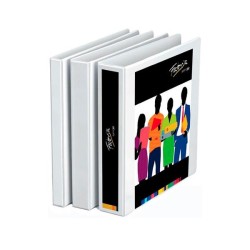 Carpeta de anillas canguro Fabrisa - Personalizable - 4 anillas x 55 mm - PVC - A4 - Lomo 70 mm - Color blanco