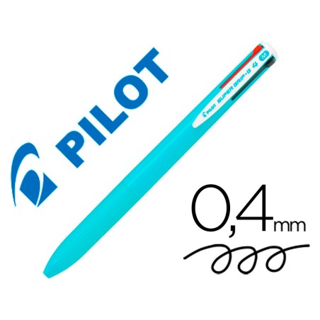 BOLIGRAFO PILOT SUPER GRIP G 4 COLORES RETRACTIL SUJECION DE CAUCHO TINTA BASE DE ACEITE CUERPO COLOR AZUL