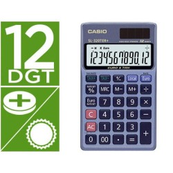 CALCULADORA CASIO SL-320TER BOLSILLO 12 DIGITOS TAX +/- CONVERSION MONEDA TECLA DOBLE CERO COLOR AZUL