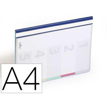 CARPETA DOSSIER FASTENER PLASTICO DURACLIP DIN A4 CON 5 SEPARADORES E INDICE LOMO COLOR AZUL PACK DE 5 UNIDADES