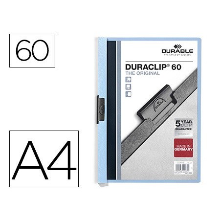 CARPETA DURACLIP DOSSIER PINZA LATERAL AZUL CAPACIDAD 60 HOJAS