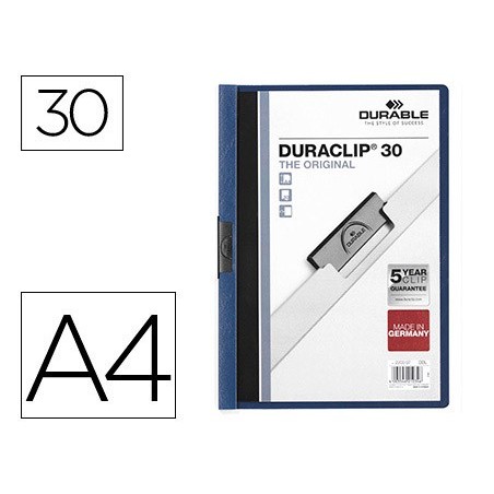 CARPETA DURACLIP DOSSIER PINZA LATERAL AZUL OSCURO CAPACIDAD 30 HOJAS