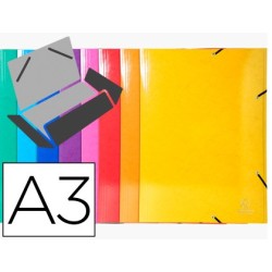 CARPETA EXACOMPTA IDERAMA GOMAS CARTON 600 GR TRES SOLAPAS DIN A3 COLORES SURTIDOS (PACK INDIVISIBLE 10 UDS)