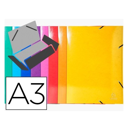 CARPETA EXACOMPTA IDERAMA GOMAS CARTON 600 GR TRES SOLAPAS DIN A3 COLORES SURTIDOS (PACK INDIVISIBLE 10 UDS)