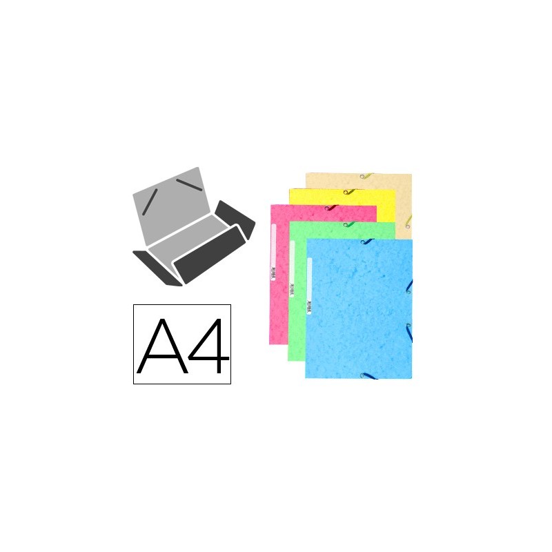 CARPETA GOMA EXACOMPTA DIN A4 3 SOLAPAS CARTULINA ILUSTRADA COLORES PASTEL SURTIDOS (PACK INDIVISIBLE 10 UDS)