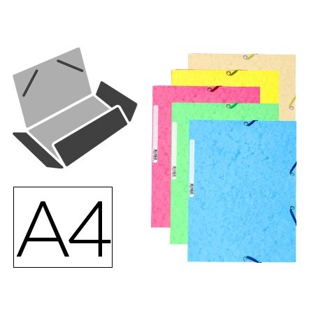 CARPETA GOMA EXACOMPTA DIN A4 3 SOLAPAS CARTULINA ILUSTRADA COLORES PASTEL SURTIDOS (PACK INDIVISIBLE 10 UDS)