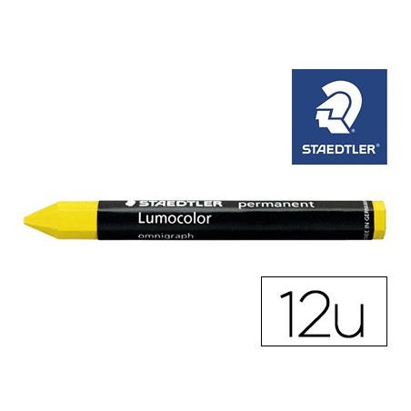 CERA STAEDTLER PARA MARCAR AMARILLO LUMOCOLOR PERMANENTE OMNIGRAPH 236 CAJA DE 12 UNIDADES