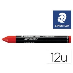 CERA STAEDTLER PARA MARCAR ROJO LUMOCOLOR PERMANENTE OMNIGRAPH 236 CAJA DE 12 UNIDADES