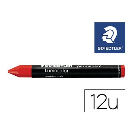 CERA STAEDTLER PARA MARCAR ROJO LUMOCOLOR PERMANENTE OMNIGRAPH 236 CAJA DE 12 UNIDADES