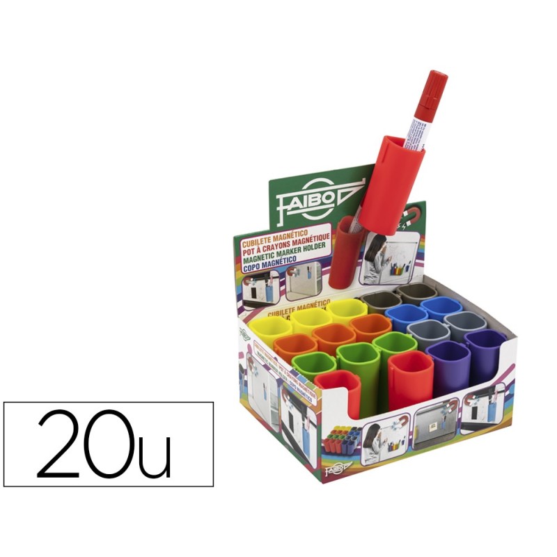 CUBILETE PORTAROTULADORES FAIBO MAGNETICO COLORES SURTIDOS EXPOSITOR 20 UNIDADES