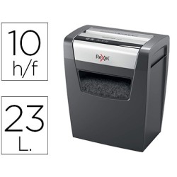 DESTRUCTORA DE DOCUMENTOS REXEL MOMENTUM X410 CAPACIDAD DE CORTE 10 HOJAS DESTRUYE GRAPAS Y CLIPS PAPELERA 23 L