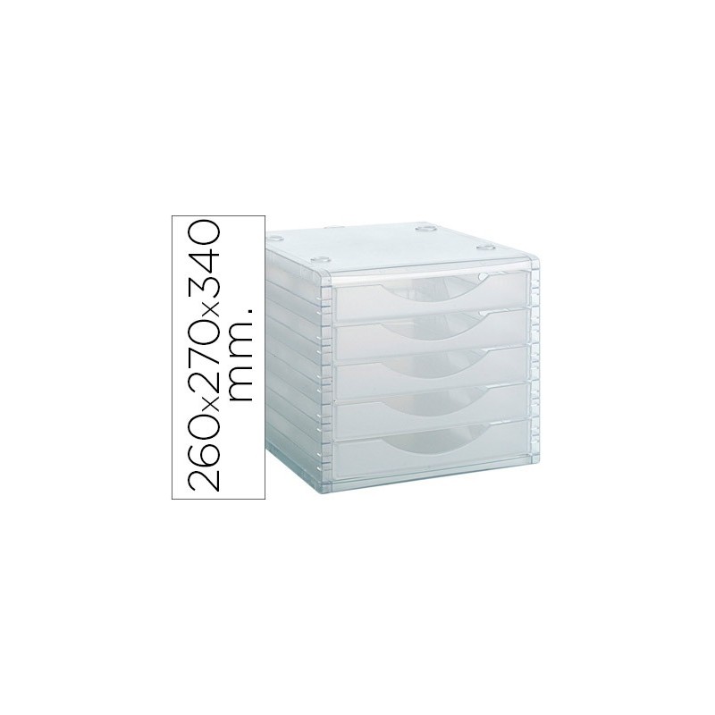 FICHERO CAJONES DE SOBREMESA ARCHIVO 2000 260X270X340 MM APILABLES 5 CAJONES TRANSPARENTE TRANSLUCIDO