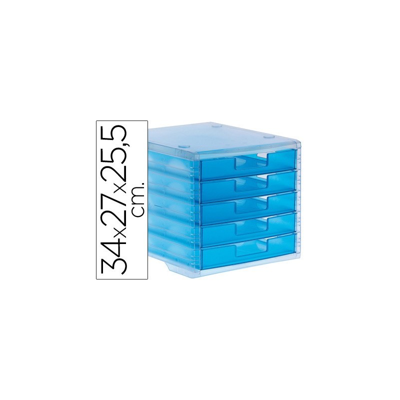 FICHERO CAJONES DE SOBREMESA ARCHIVO 2000 APILABLE 5 CAJONES LAGOON TRANSLUCIDO 260X270X340 MM