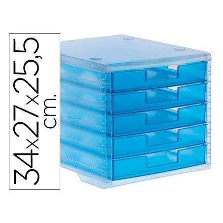 FICHERO CAJONES DE SOBREMESA ARCHIVO 2000 APILABLE 5 CAJONES LAGOON TRANSLUCIDO 260X270X340 MM