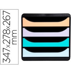 FICHERO DE CAJONES SOBREMESA EXACOMPTA BIG-BOX AQUAREL NEGRO 4 CAJONES COLORES PASTEL GLOSSY