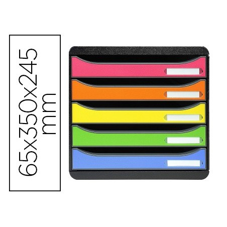FICHERO CAJONES SOBREMESA EXACOMPTA BIG-BOX PLUS CLASSIC IDERAMA ARLEQUIN 5 CAJONES MULTICOLORES