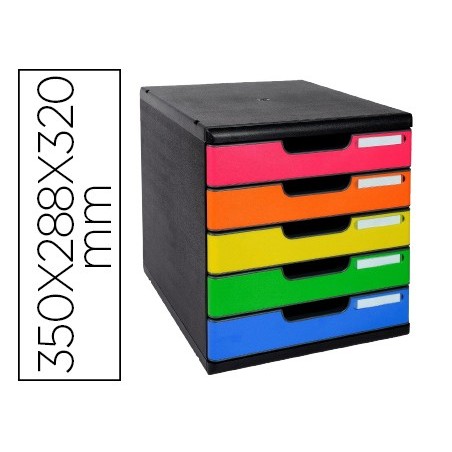 FICHERO CAJONES SOBREMESA EXACOMPTA IDERAMA ARLEQUIN 5 CAJONES MULTICOLORES 350X288X320 MM
