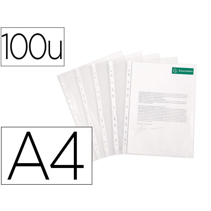 FUNDA MULTITALADRO EXACOMPTA RECICLADA POLIPROPILENO 60 MC DIN A4 PIEL DE NARANJA CAJA DE 100 UNIDADES