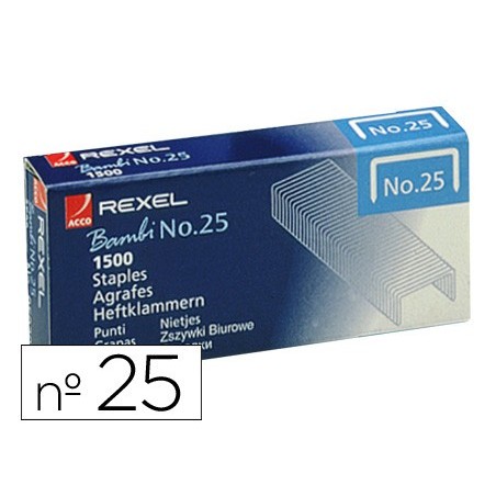 GRAPAS REXEL N 25 21/4 CAJA DE 1500 UNIDADES