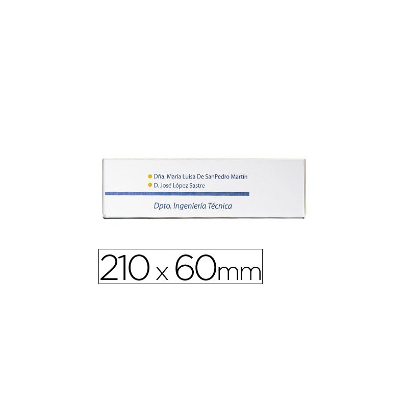 IDENTIFICADOR MURAL ARCHIVO 2000 PORTANOMBRE CON ADHESIVO TRASERO EN POLIESTIRENO TRANSPARENTE 210X60 MM