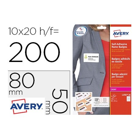 ETIQUETA ADHESIVA AVERY IDENTIFICATIVA ACETATO DE SEDA TAMAÑO 80X50 MM REMOVIBLE LASER CAJA DE 100