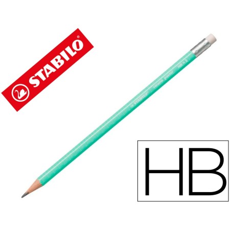 LAPICES DE GRAFITO CON GOMA STABILO SWANO MINA 2,2 MM DUREZA HB VERDE PASTEL (PACK INDIVISIBLE 12 UDS)