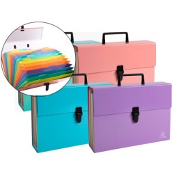 MALETIN EXACOMPTA AQUAREL CON FUELLE CARTON FORRADO 18 DEPARTAMENTOS COLORES SURTIDOS (PACK INDIVISIBLE 4 UDS)