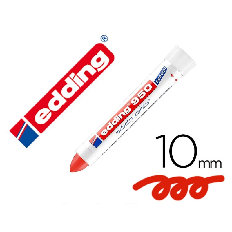 ROTULADOR EDDING PERMANENTE 950 PASTA OPACA ROJO PUNTA REDONDA 10 MM PARA SUPERFICIES OXIDADAS/RUGOSAS