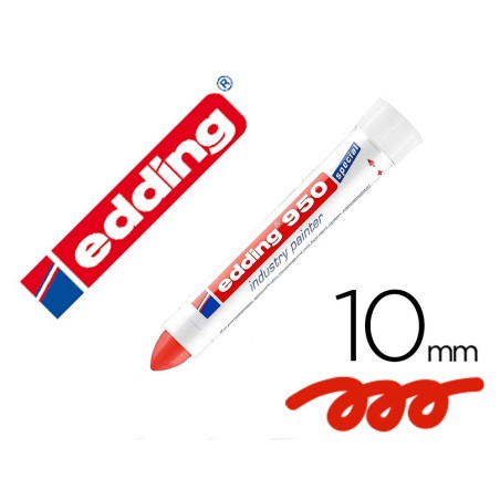 ROTULADOR EDDING PERMANENTE 950 PASTA OPACA ROJO PUNTA REDONDA 10 MM PARA SUPERFICIES OXIDADAS/RUGOSAS
