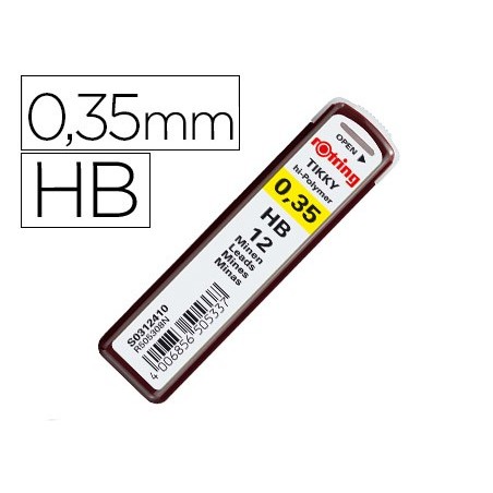 MINAS ROTRING GRAFITO 0,35 MM HB ESTUCHE DE 12 MINAS
