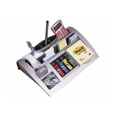 ORGANIZADOR DE SOBREMESA 3M C-50 INCLUYE BLOC DE NOTAS ROLLO DE CINTA SCOTCH 4 DISPENSADORES DE BANDERITAS