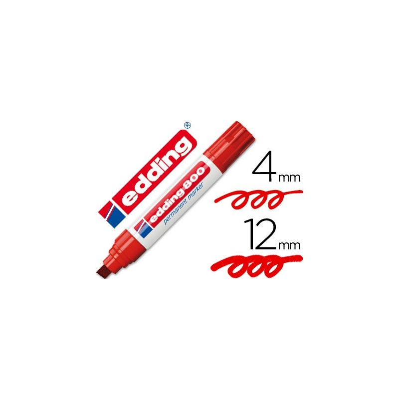 ROTULADOR EDDING MARCADOR PERMANENTE 800 ROJO -PUNTA BISELADA 12 MM RECARGABLE