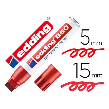 ROTULADOR EDDING MARCADOR PERMANENTE 850 ROJO PUNTA BISELADA 5-15 MM RECARGABLE