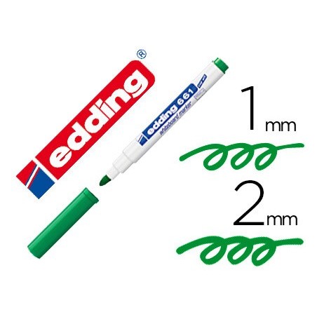 ROTULADOR EDDING PARA PIZARRA BLANCA 661 COLOR VERDE PUNTA REDONDA 1-2 MM (PACK INDIVISIBLE 10 UDS)